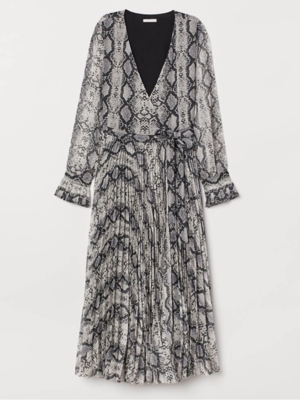 H&M Snake Print Wrap Dress - Black & Cream
